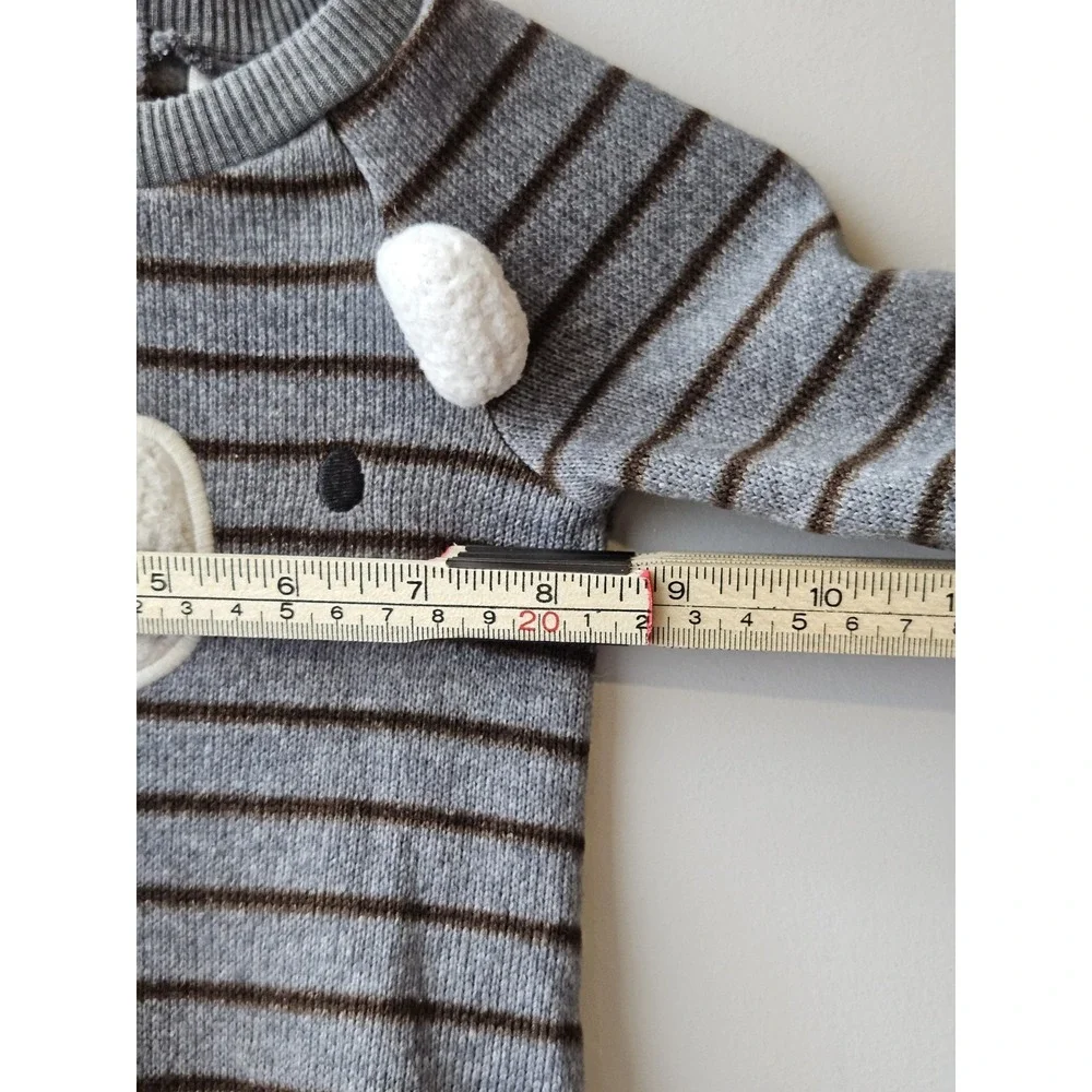 Just One You by Carter's Baby Bear‎ Romper 3M Gray Brown Striped Cozy